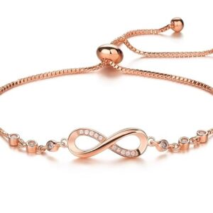 Infinity Shape Cubic Zirconia Diamond Bracelet for Women Jewellery for Gift, Adjustable Charm Bracelet