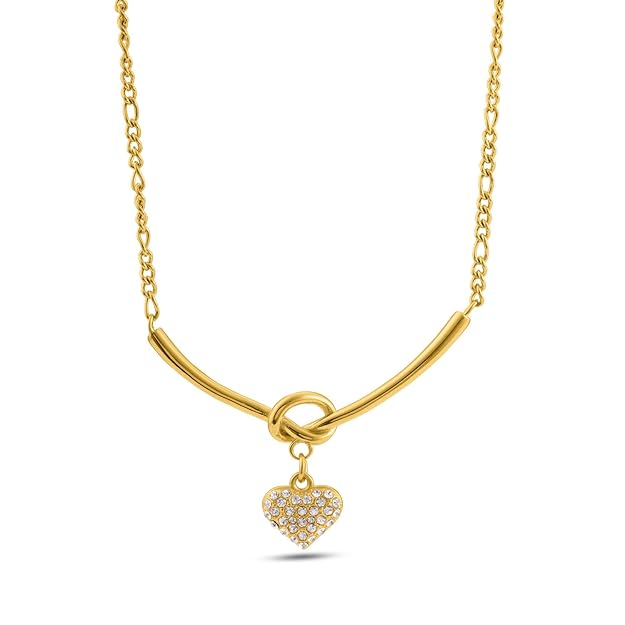 Crystal Heart Charm Gold Necklace for Womens - Waterproof & Anti-Tarnish, Gift for Girls & Women - Image 2