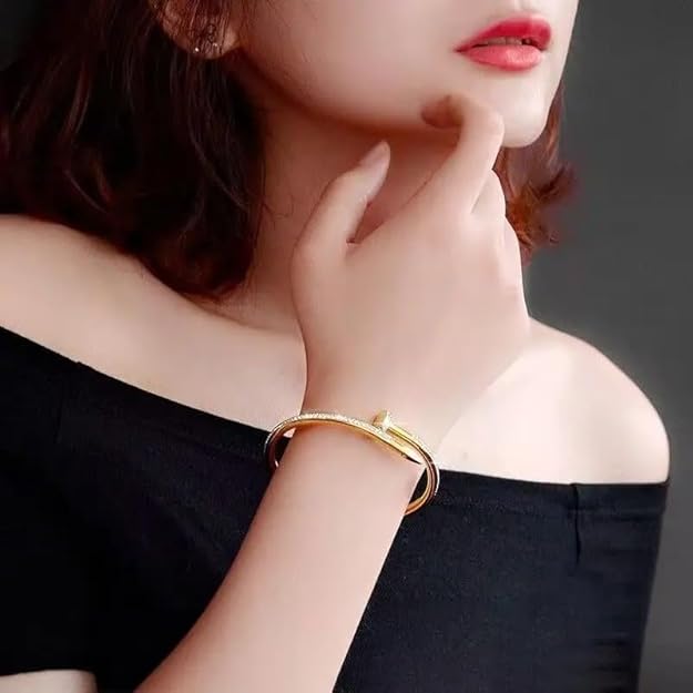 bracelet for women Bangles for women Anti Tarnish Stylish Bracelet for girls gold Kada for Women Accessories Anti Tarnish Jewellery Stainless Steel Bracelet gifts Combo 2 pcs Bracelets kada for girls - Image 2