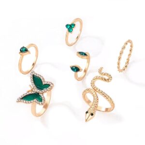 Shining Diva Fashion Stylish Rings for Women and Girls - Set of 6 (Green)