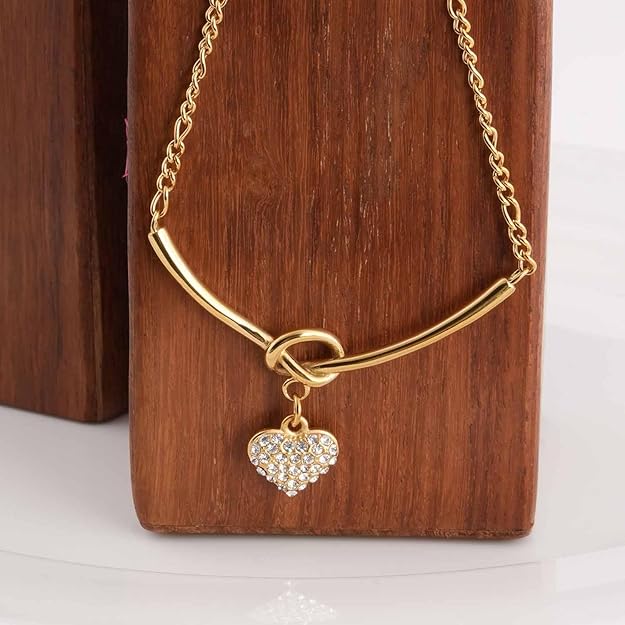 Crystal Heart Charm Gold Necklace for Womens - Waterproof & Anti-Tarnish, Gift for Girls & Women - Image 4