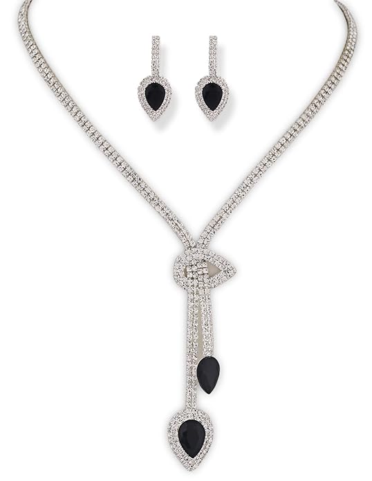 Latest Stylish Fancy Sparkling Crystal Diamond Necklace Jewellery Set for Women