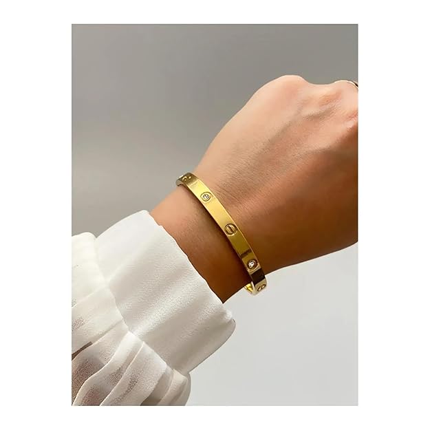 bracelet for women Bangles for women Anti Tarnish Stylish Bracelet for girls gold Kada for Women Accessories Anti Tarnish Jewellery Stainless Steel Bracelet gifts Combo 2 pcs Bracelets kada for girls - Image 4