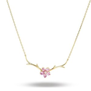 Cherry Flower Necklace- 18k Gold Vermeil | For Women & Girls