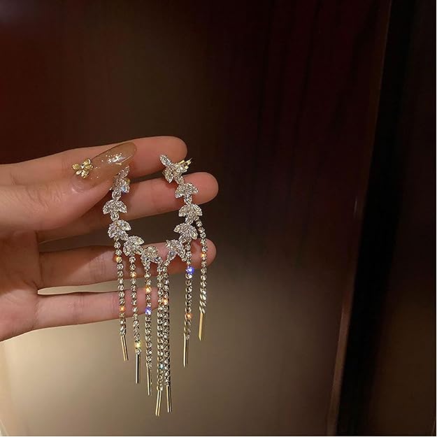Fashion Frill Earrings For Women Gold Plated Korean Long Tassel Drop Earrings For Women Girls Love Gifts Jewellery - Image 2