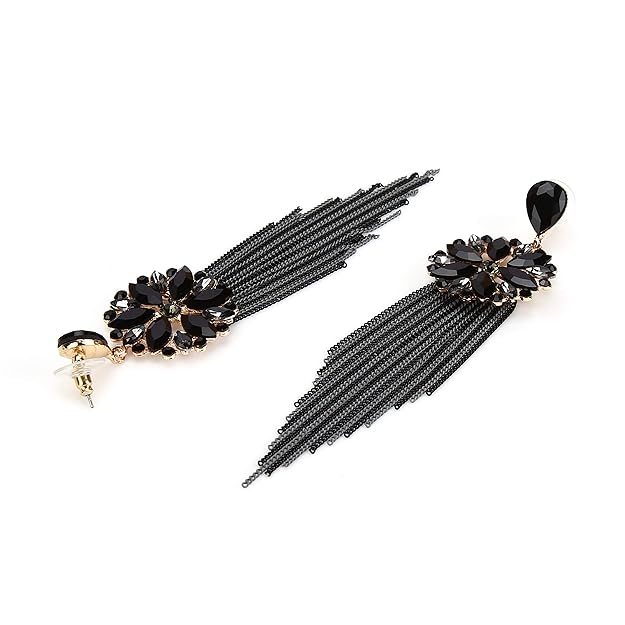 Stylish Latest Western Ear rings Gold Plated Crystal Handmade Tassel Long Earrings for Girls and Women - Image 3